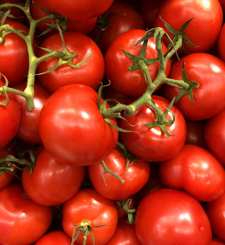 Vibrant close-up of fresh cherry tomatoes, showcasing their juiciness and bright red color.