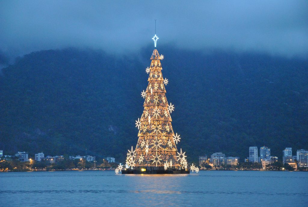 The world's largest floating Christmas tree in Rio de Janeiro, Brazil.